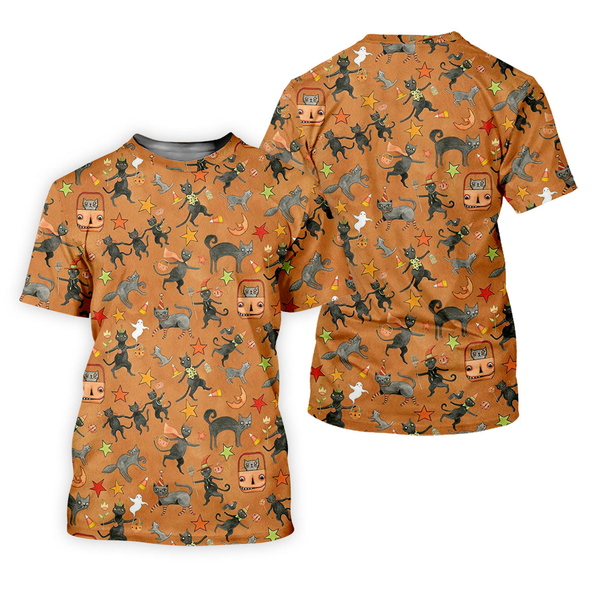 Vintage Black Cat Halloween Pattern Polo Shirt, Golf Shirts For Women, Womens Golf Tops