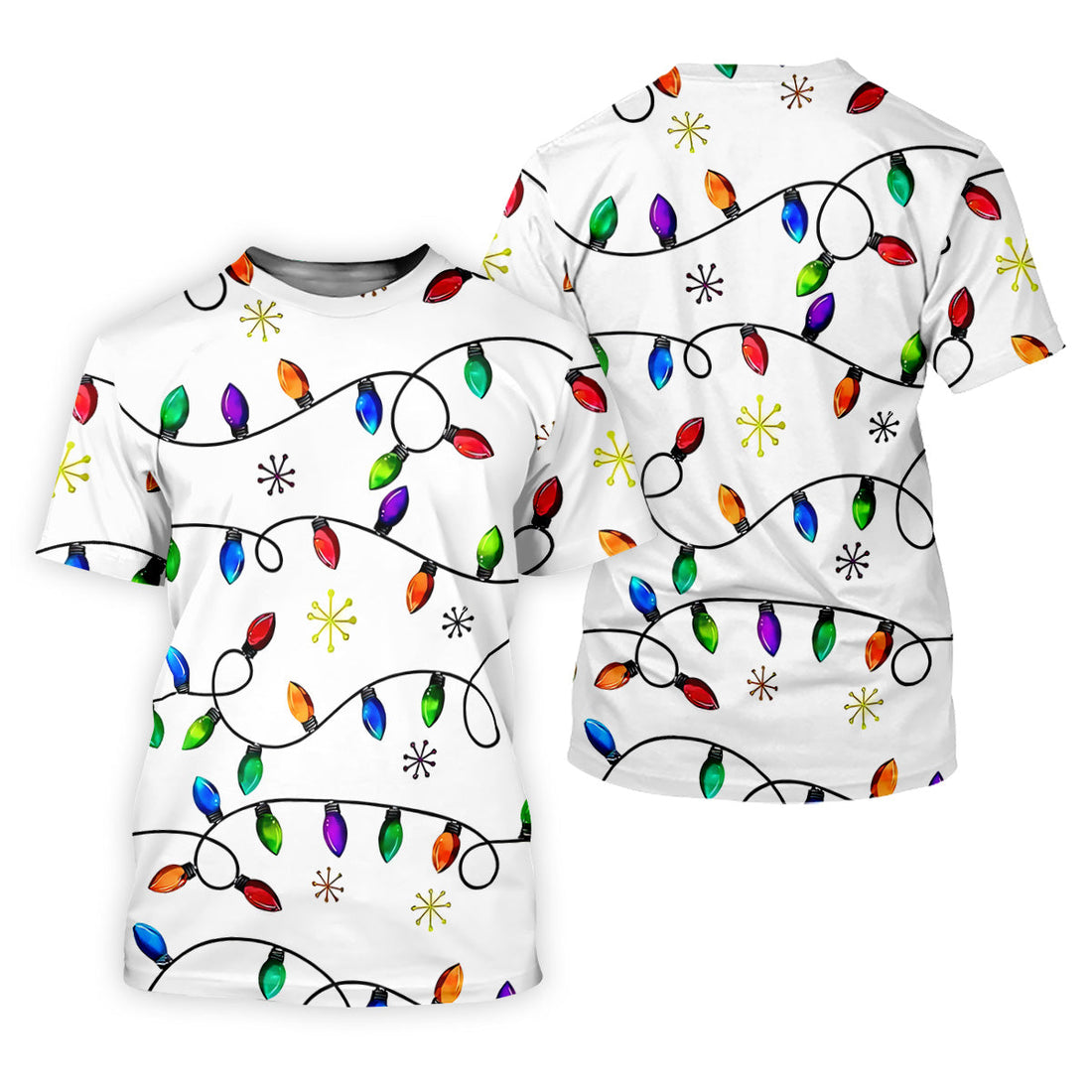 Christmas Light Print Fun Men's Golf Polos, Christmas Golf Shirt, Unique Gift For Golfer, Polo Shirts For Men