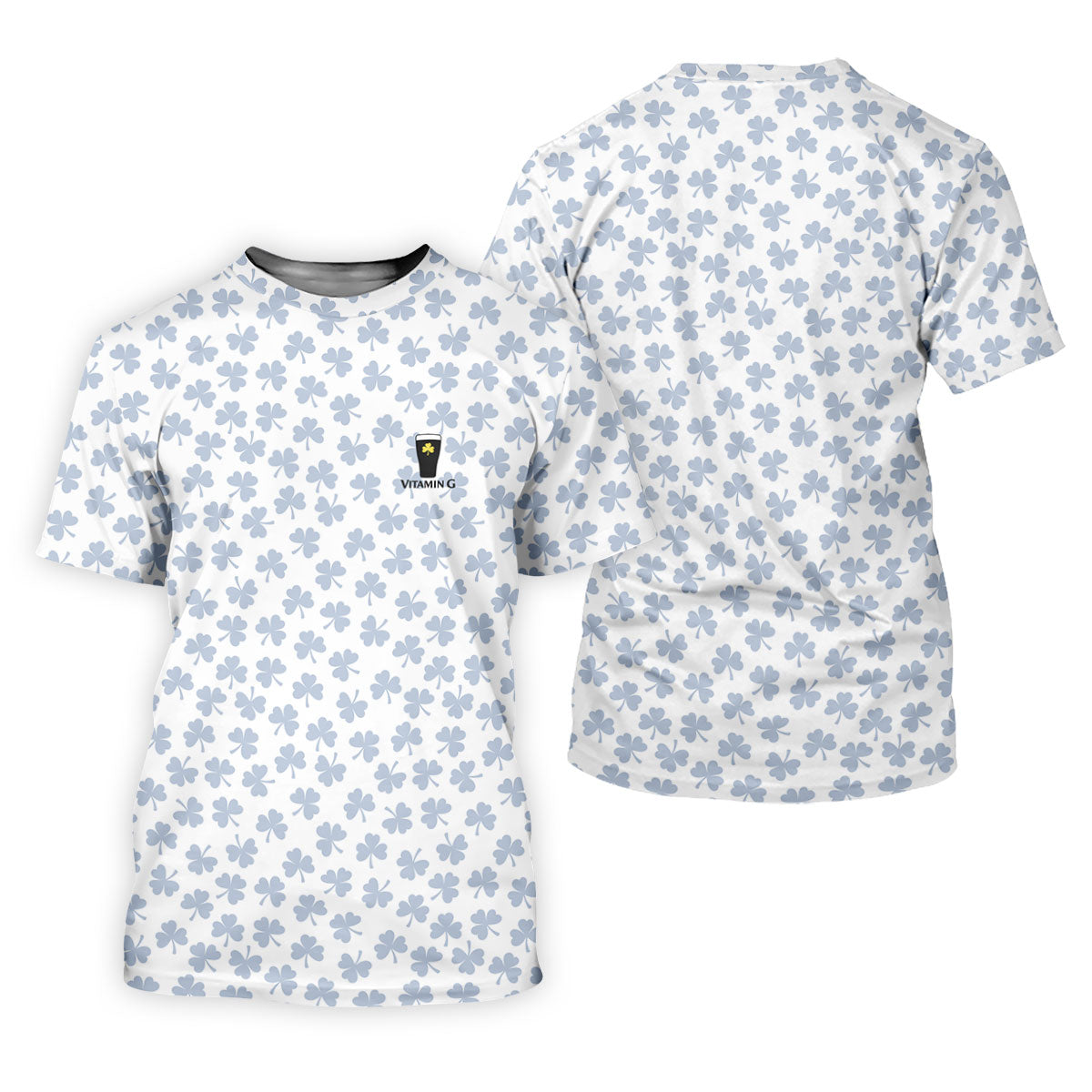 Vitamin G Shamrock Pattern Golf And Beer White Golf Shirt, St Patrick's Day Golf Shirt, Women's Golf Shirts