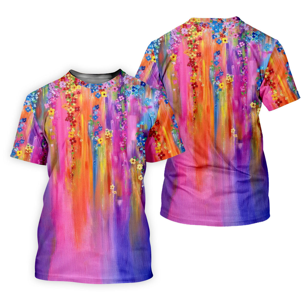 Colorful Abstract Floral Painting Golf Polo, Golf Tops For Men, Golfing Apparel
