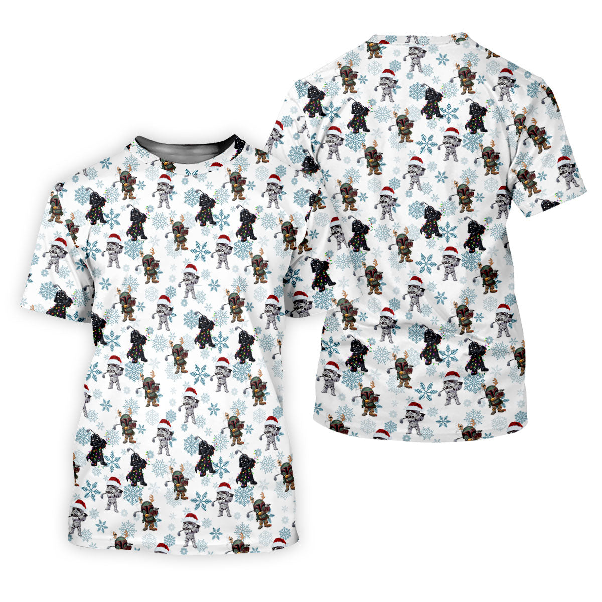 Christmas Space Characters Pattern Polo Shirt, Mens Golf Shirts, Golf Polo Shirts For Men