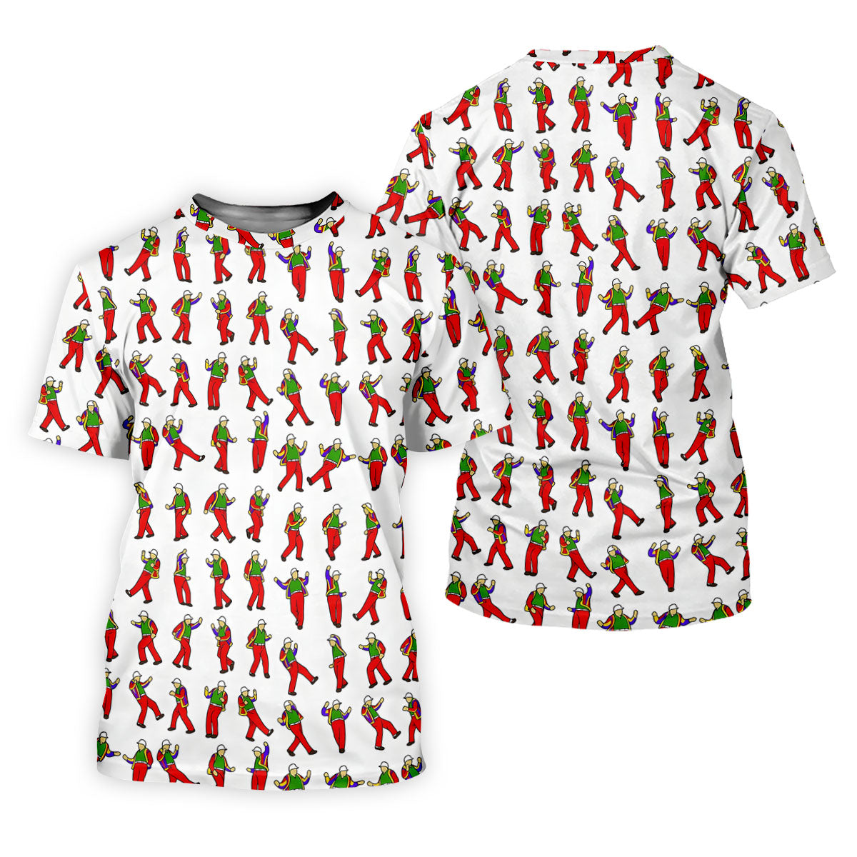 Colorful Dancing Character Pattern Polo Shirt, Printed Golf Shirt, Women’s Golf Apparel