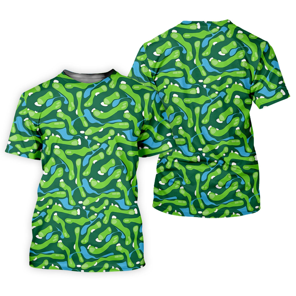 Golf Course Layout Golf Shirt, Fairway Water Hazard Pattern, Golf Shirt For Women