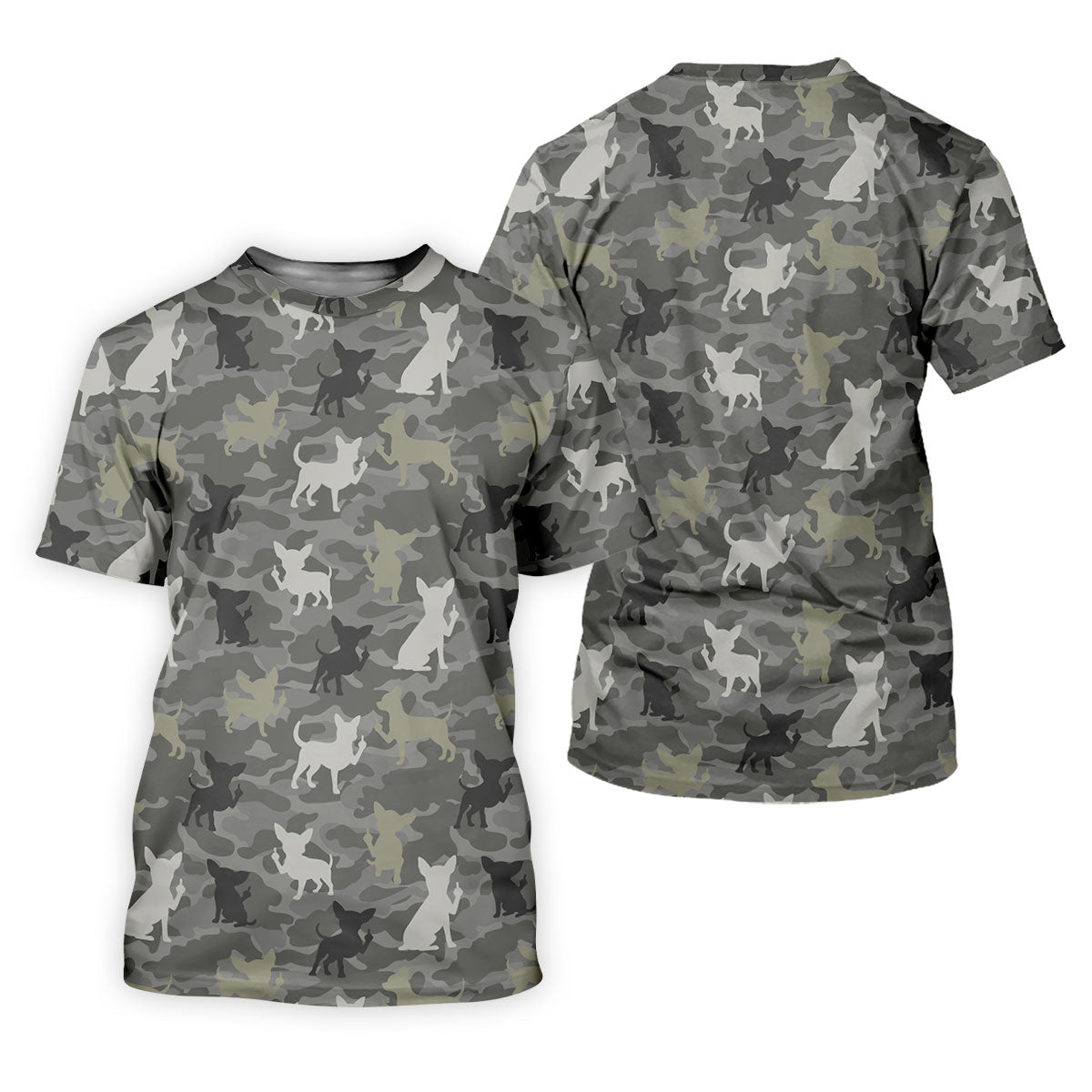Grey Camo Chihuahua Dog Pattern Golf Shirt, Mens Polo Shirt, Golf Shirts For Men, Performance Golf Shirt
