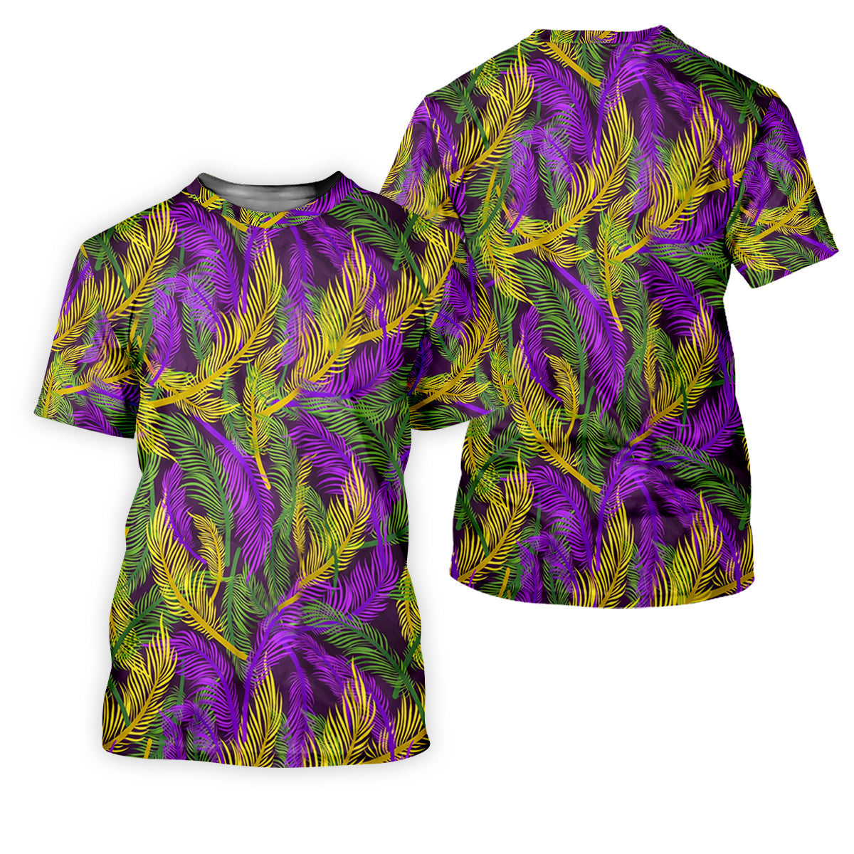 Purple Green Gold Feather Pattern Mardi Gras Golf Shirt, Golf Shirt For Women, Ladies Golf Polos