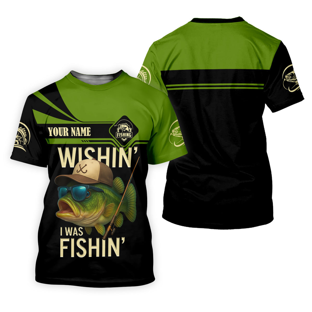 Wishing I Was Fishing Funny Fishing Shirt, Bass Fishing Shirt, SPF Shirt For Men, Men's Fishing Shirt