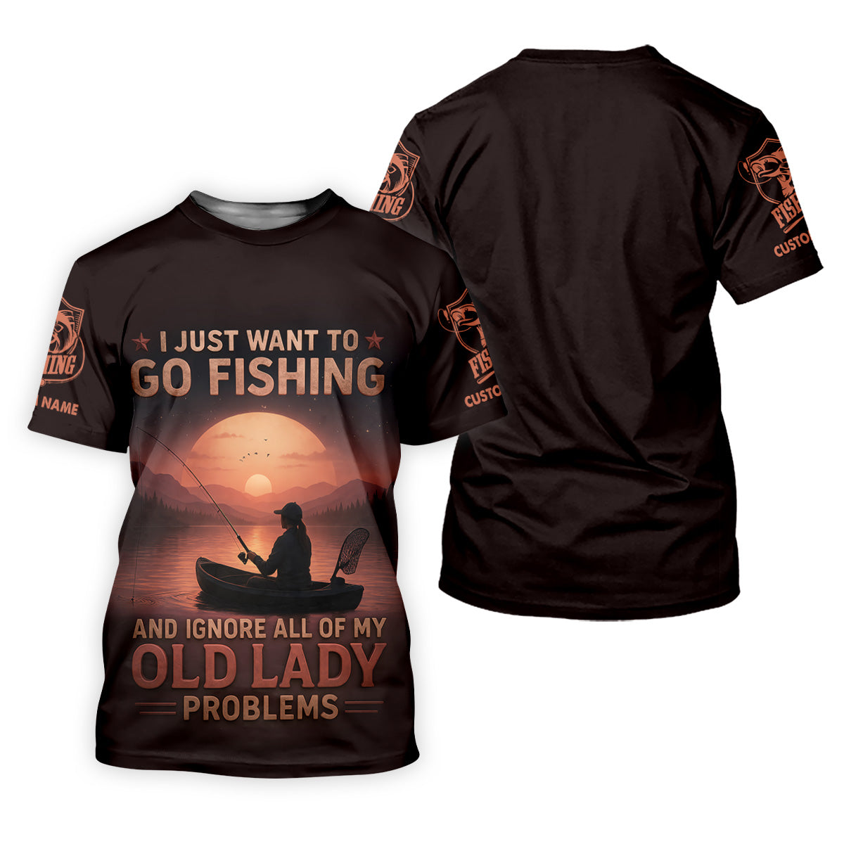 I Just Want To Go Fishing And Ignore All Of My Old Lady Problems SPF Shirt, Female Fishing Shirts, Funny Fishing Shirt
