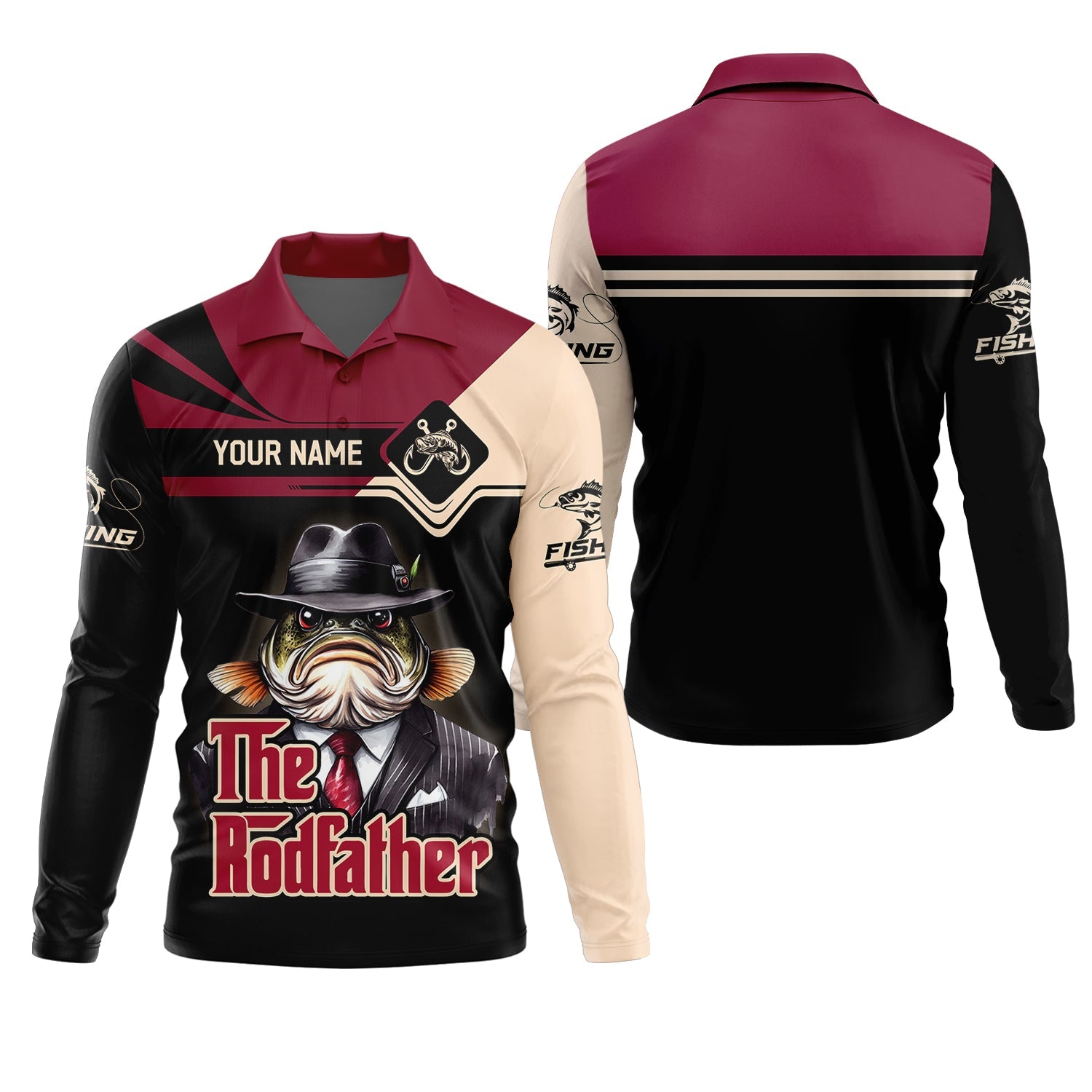 Personalized The Rodfather Graphic Fishing Shirt, Men's Sun Protection Performance