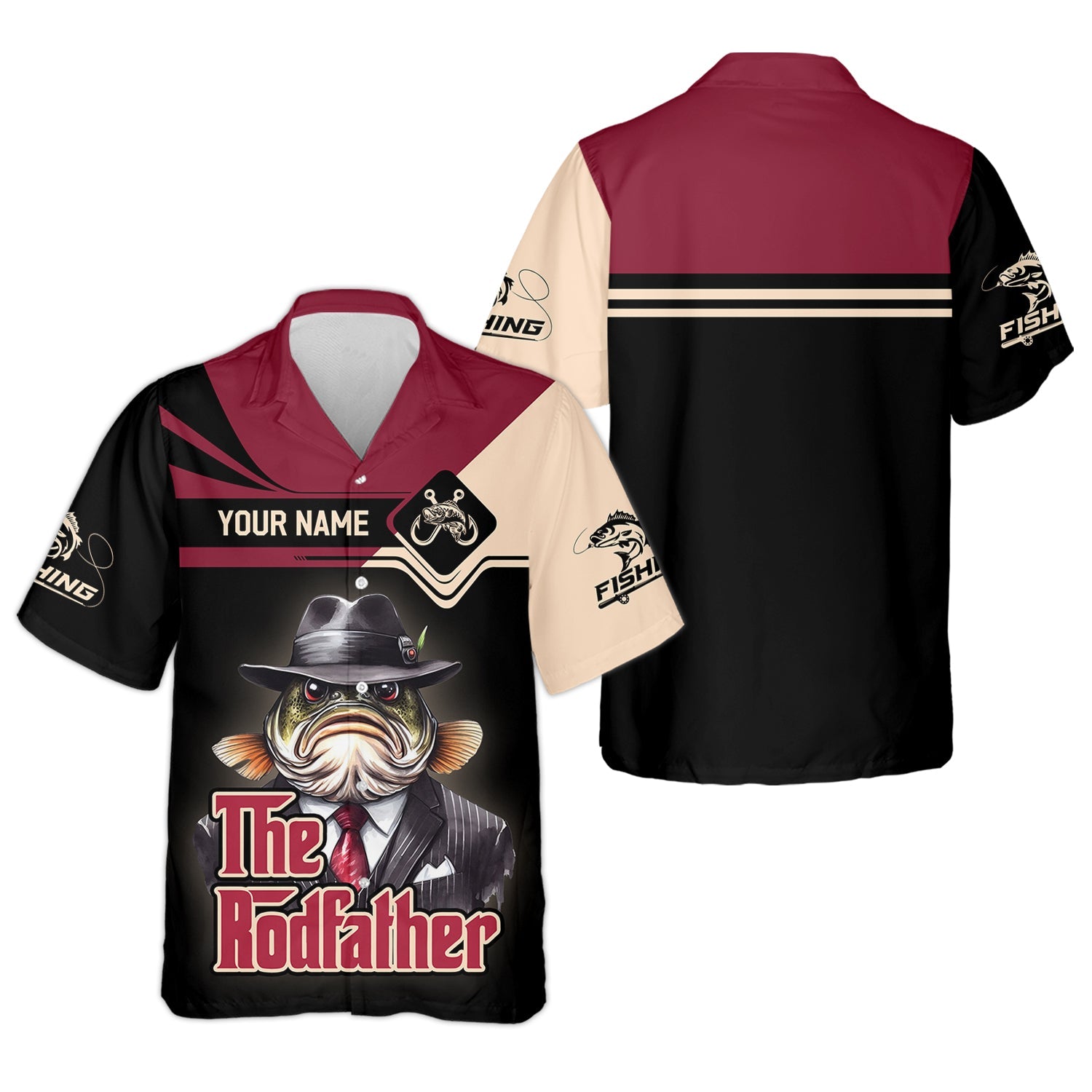 Personalized The Rodfather Graphic Fishing Shirt, Men's Sun Protection Performance