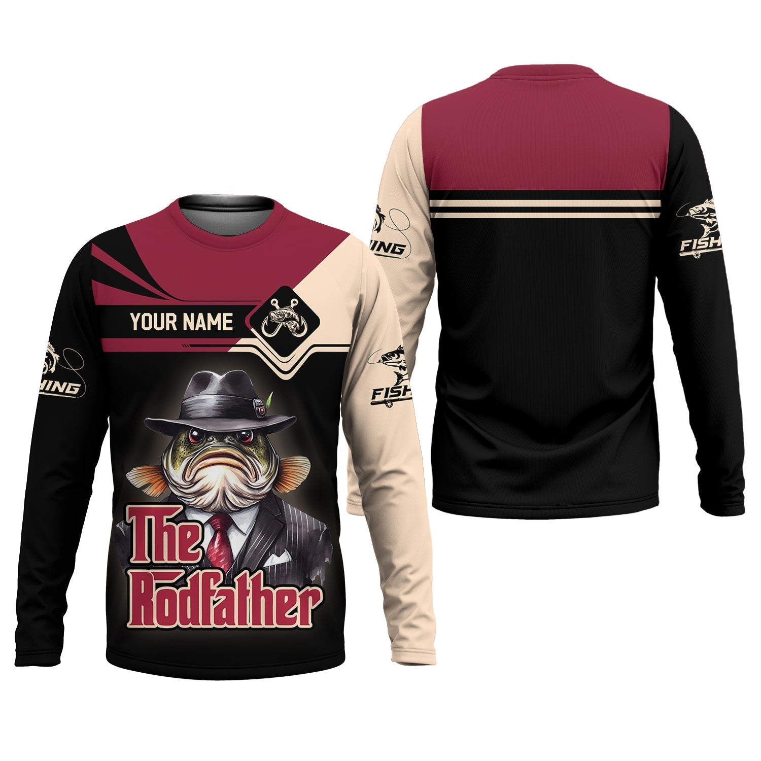 Personalized The Rodfather Graphic Fishing Shirt, Men's Sun Protection Performance