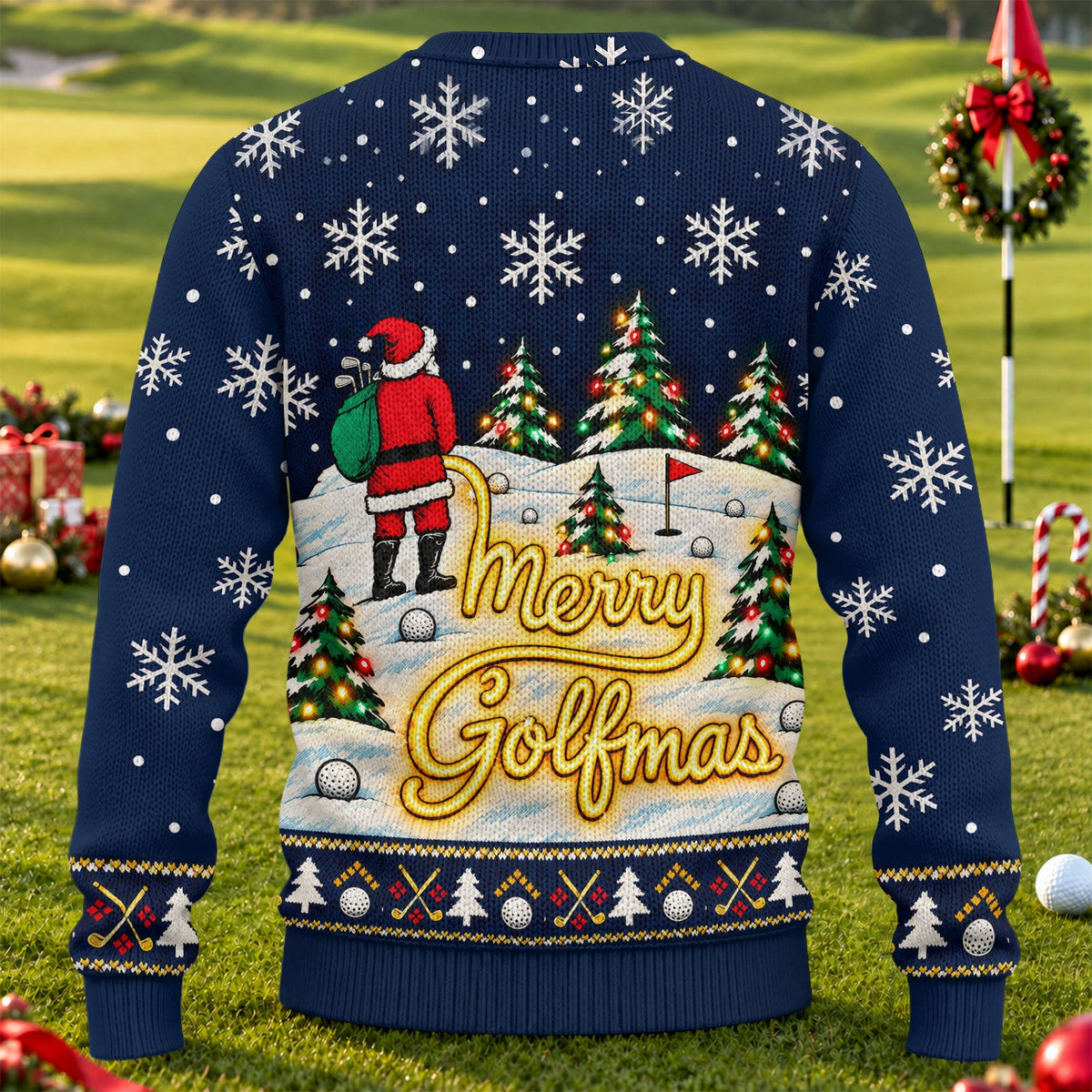 Navy Merry Golfmas Ugly Christmas Sweater, Ugly Sweater Party, Festive Holiday Outfit