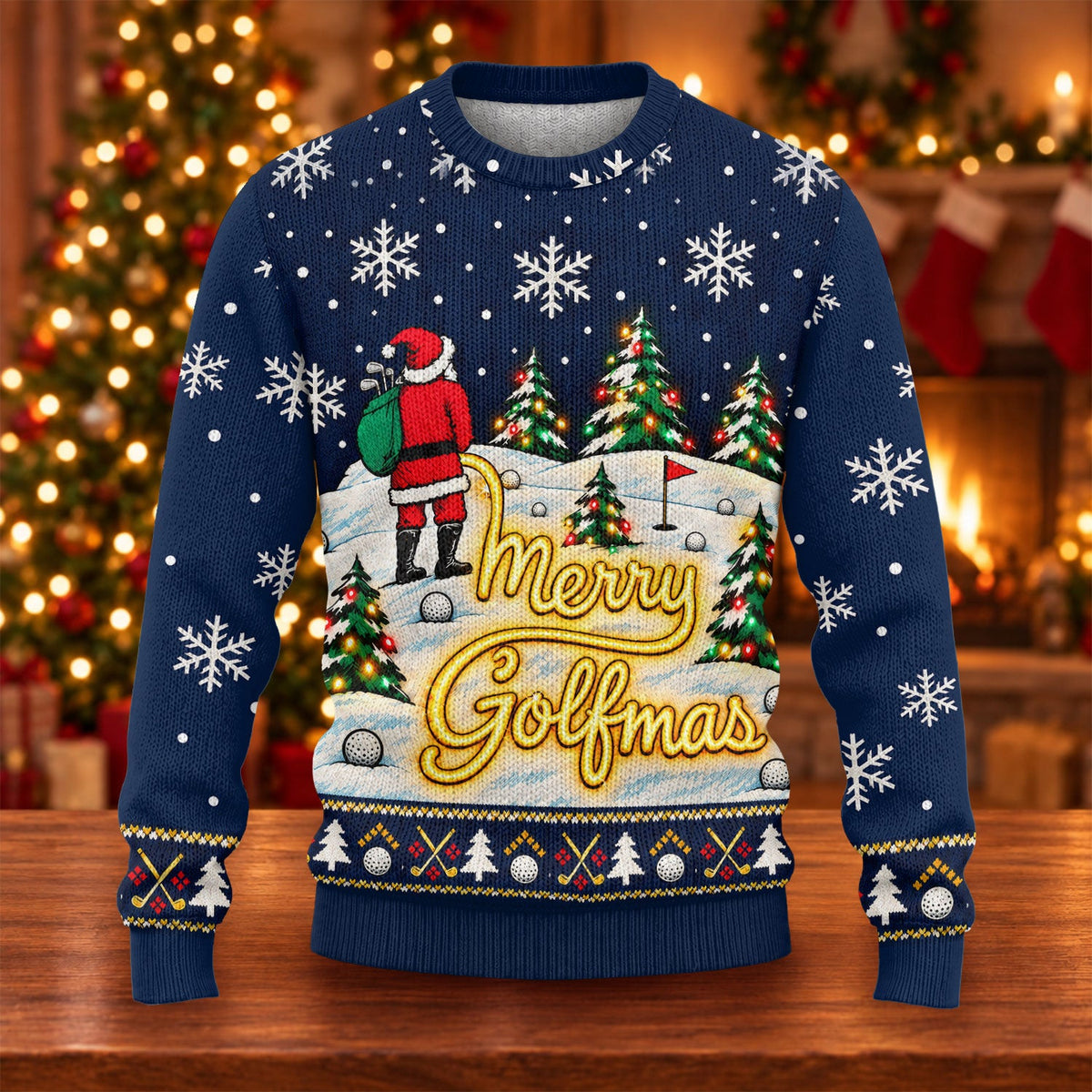 Navy Merry Golfmas Ugly Christmas Sweater, Ugly Sweater Party, Festive Holiday Outfit