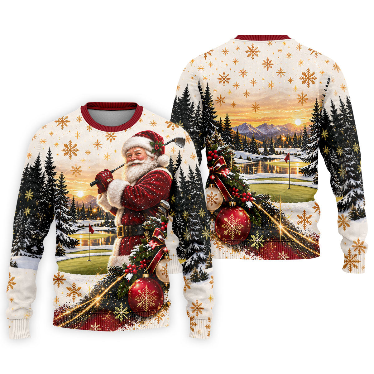Vintage Santa Winter Christmas Golf Polo, Printed Golf Shirts, Golf Apparel For Men