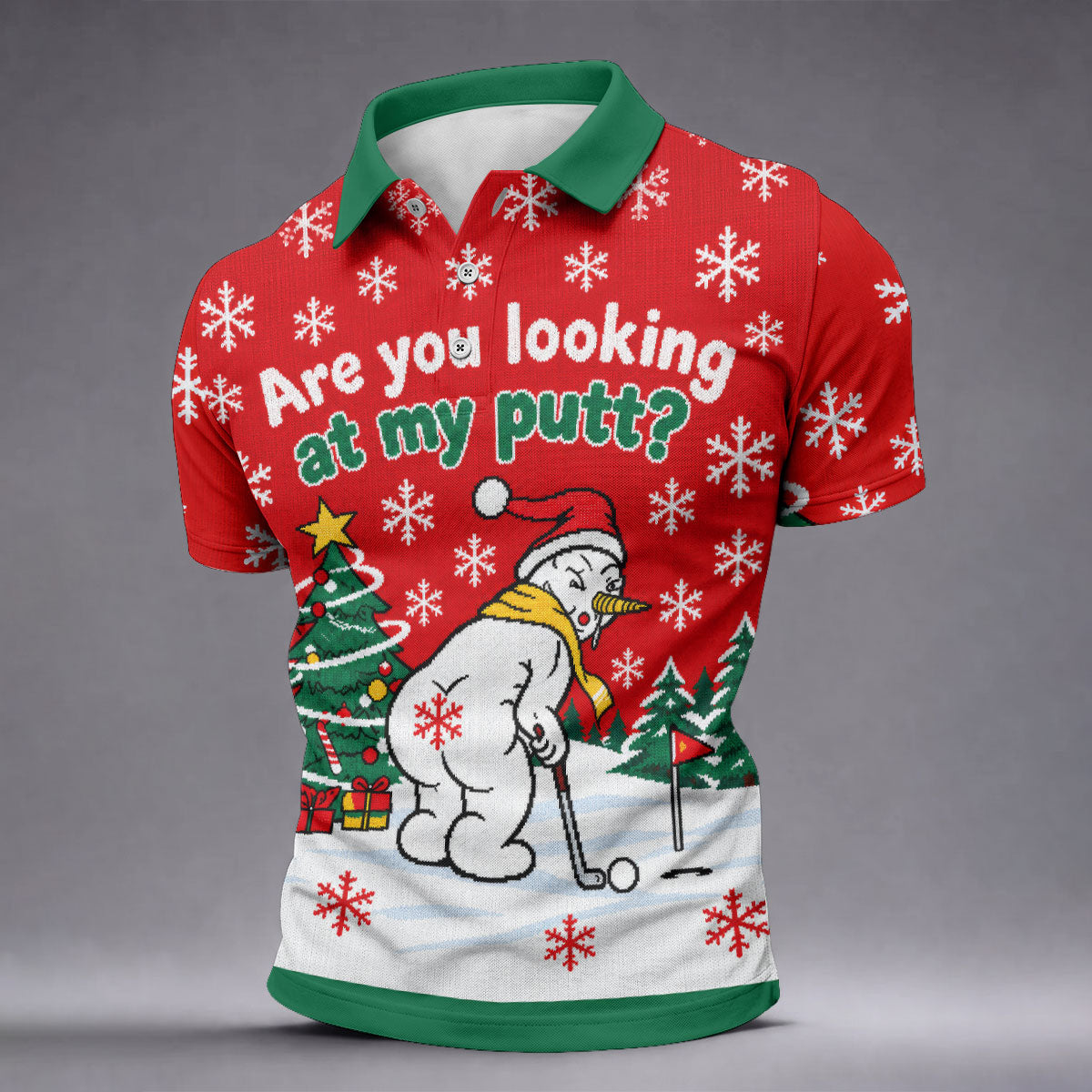 Are You Looking At My Putt Christmas Golf Shirt, Mens Golf Polo, Mens Golf Shirts