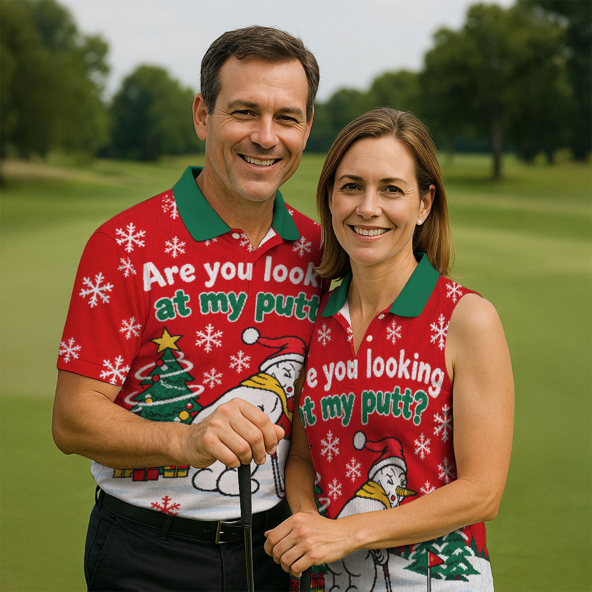 Are You Looking At My Putt Christmas Golf Shirt, Mens Golf Polo, Mens Golf Shirts