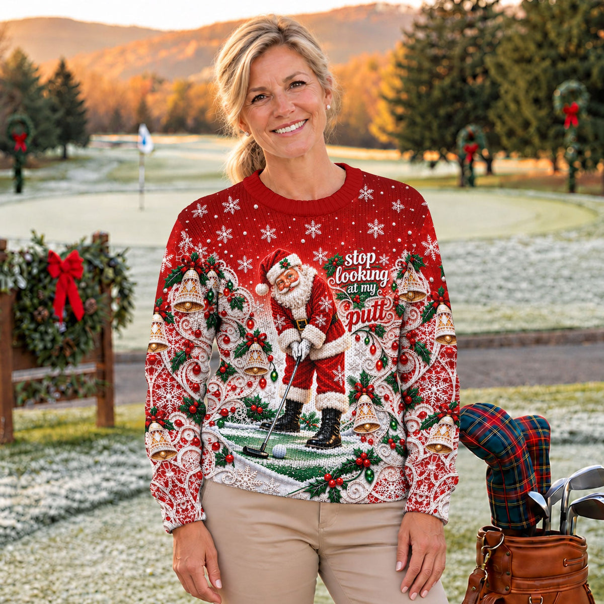 Santa Putt Golf Ugly Christmas Sweater, Funny Christmas Sweater, Christmas Golf Gift