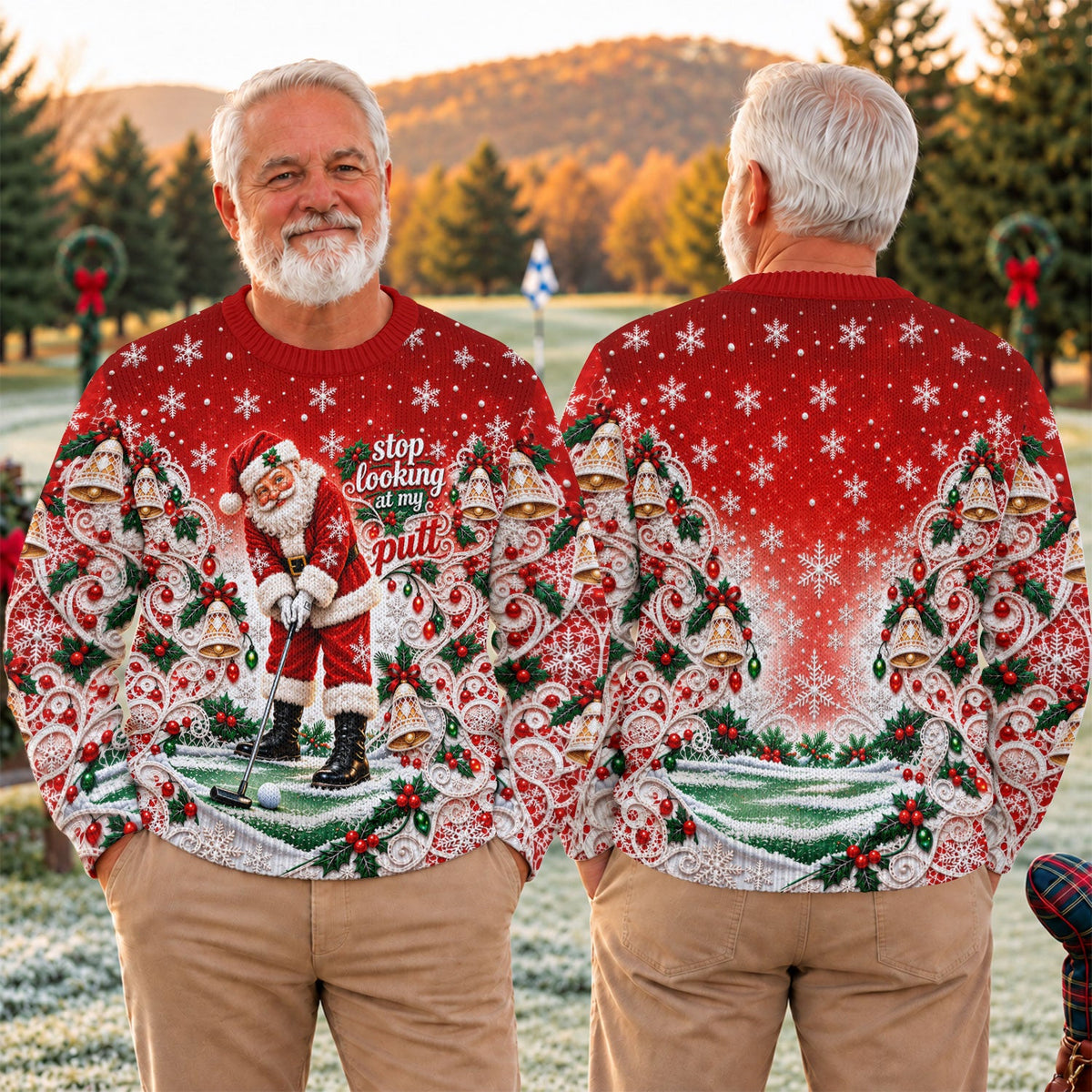 Santa Putt Golf Ugly Christmas Sweater, Funny Christmas Sweater, Christmas Golf Gift