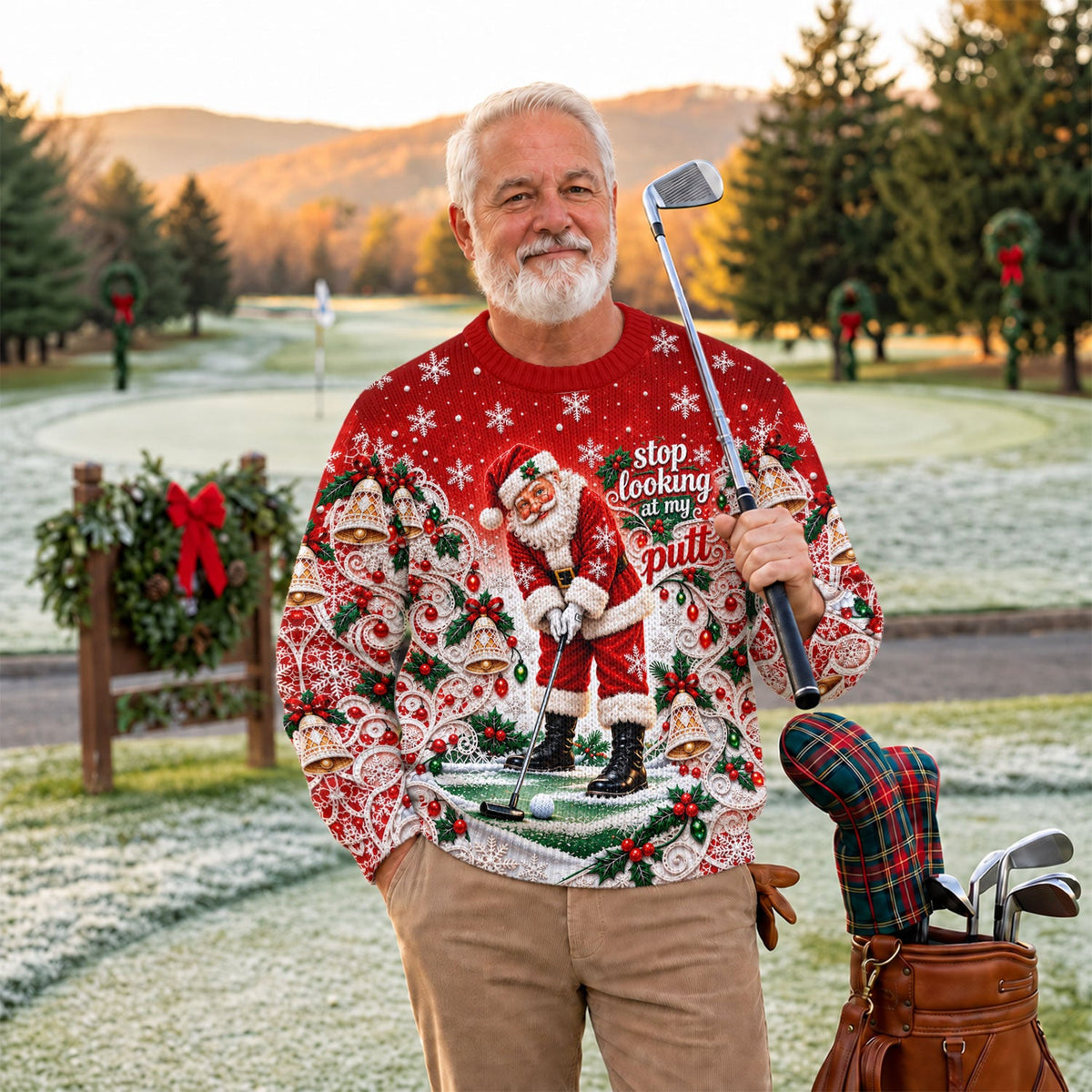 Santa Putt Golf Ugly Christmas Sweater, Funny Christmas Sweater, Christmas Golf Gift