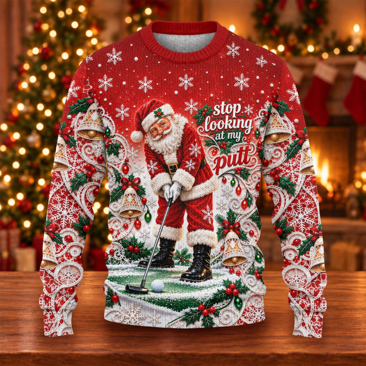 Santa Putt Golf Ugly Christmas Sweater, Funny Christmas Sweater, Christmas Golf Gift