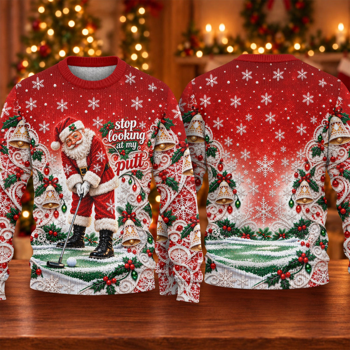 Santa Putt Golf Ugly Christmas Sweater, Funny Christmas Sweater, Christmas Golf Gift