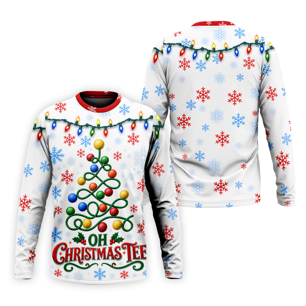 Golf Ball Tree Christmas Golf Shirt, Printed Golf Shirts, Golf Polo Shirts For Men