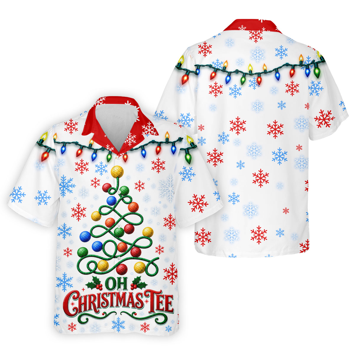 Golf Ball Tree Christmas Golf Shirt, Printed Golf Shirts, Golf Polo Shirts For Men
