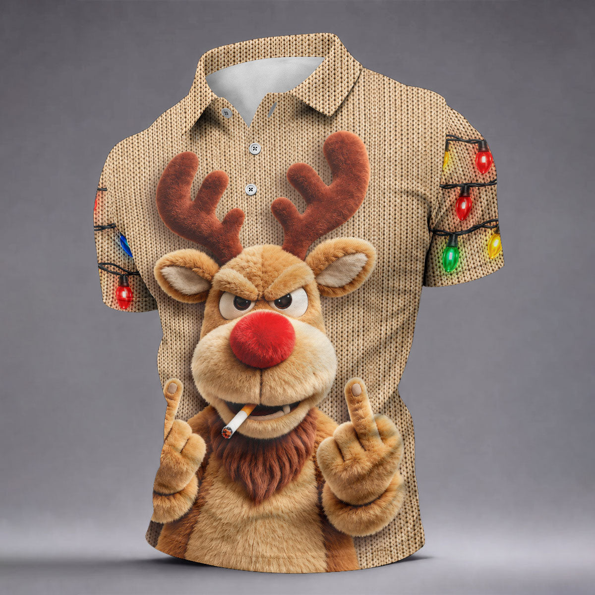 Funny Rude Reindeer Christmas Golf Polo, Polo Shirts For Men, Golf Apparel For Men