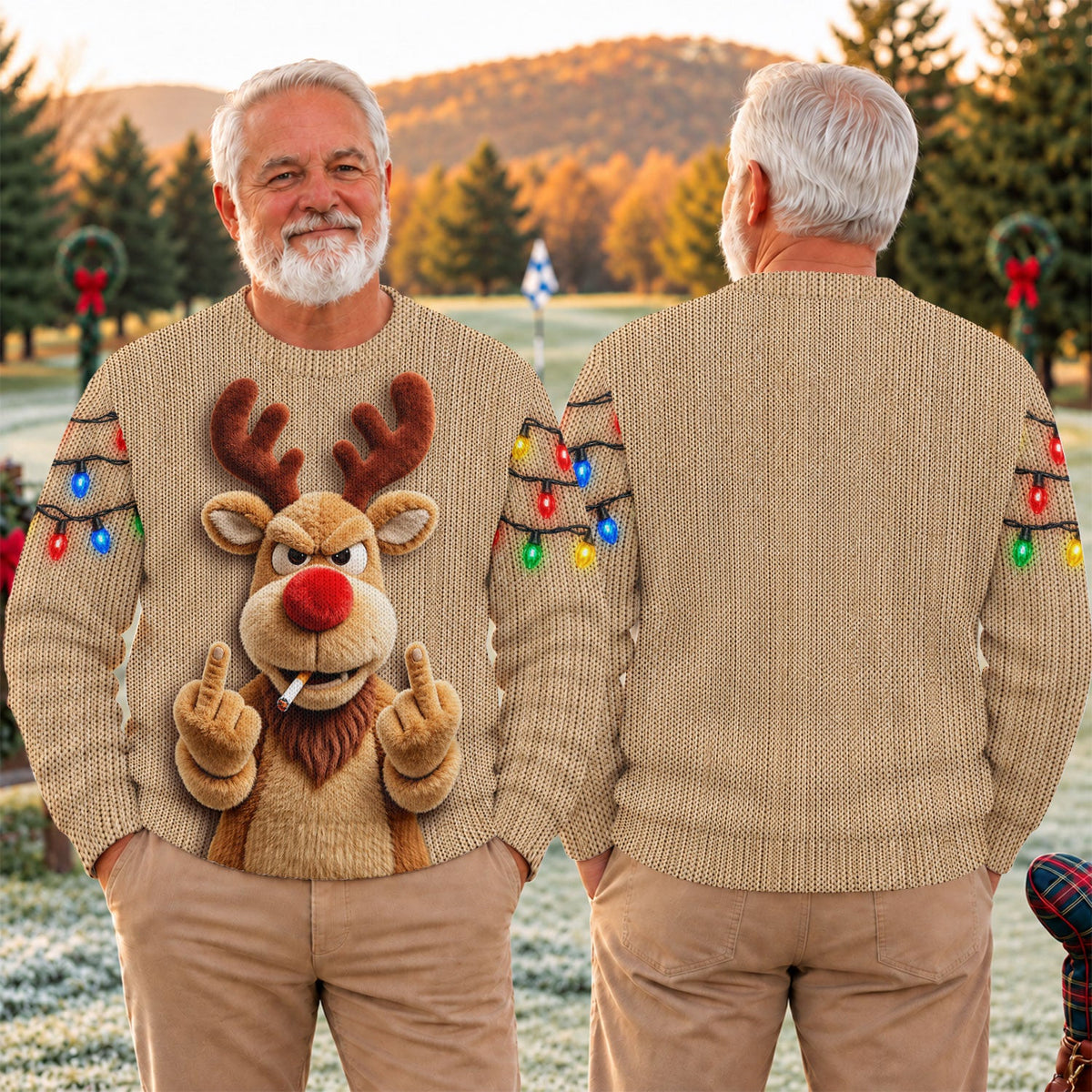 Rude Reindeer Ugly Christmas Sweater, Funny Christmas Sweater, Christmas Party Outfit