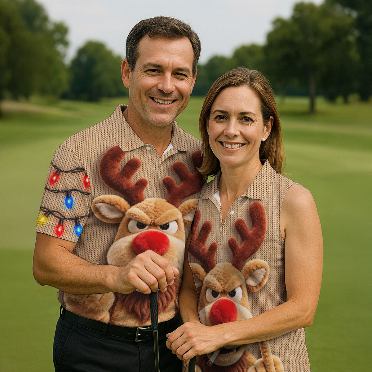 Funny Rude Reindeer Christmas Golf Polo, Polo Shirts For Men, Golf Apparel For Men