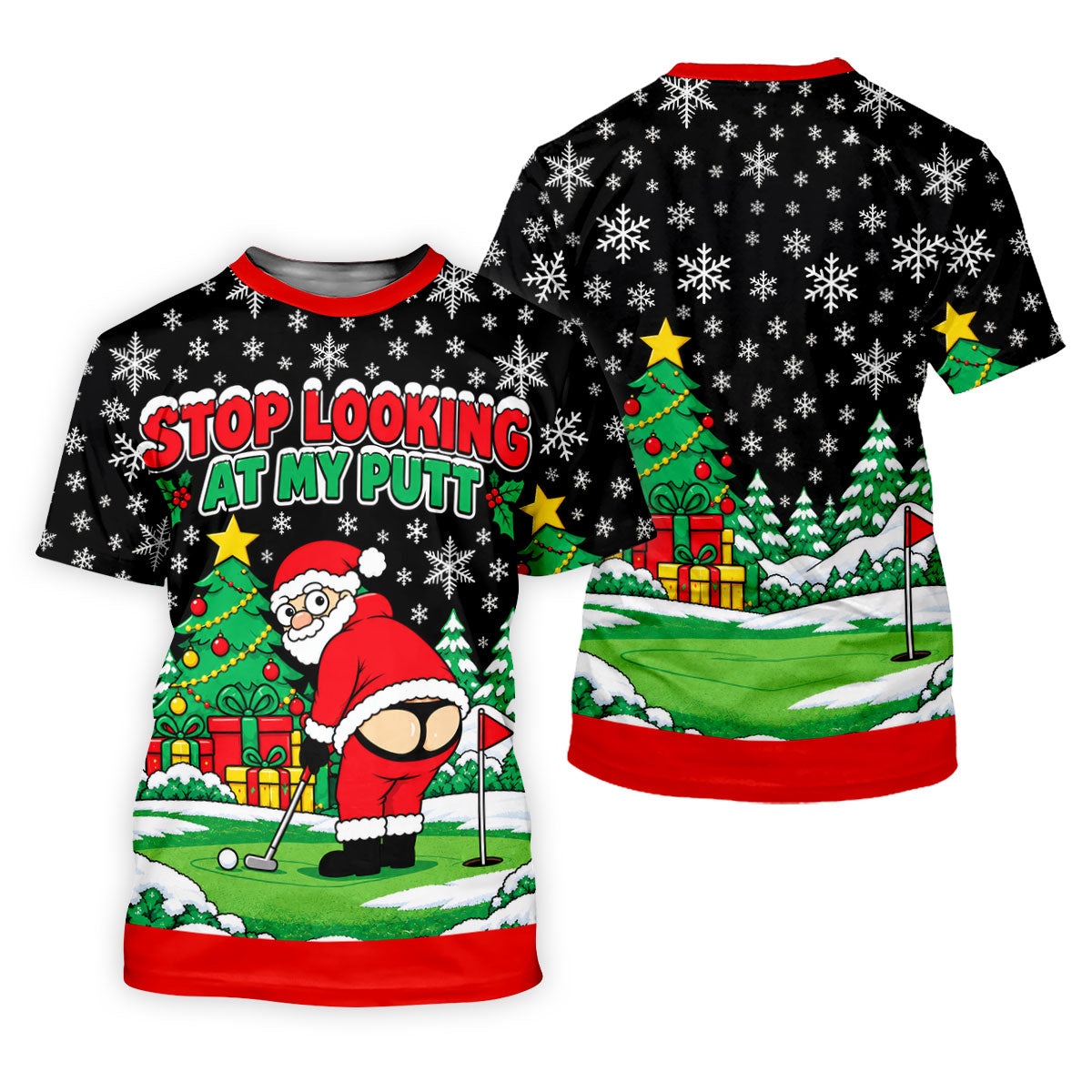 Stop Looking At My Putt Christmas Golf Shirt, Mens Golf Polo, Golf Shirts For Men