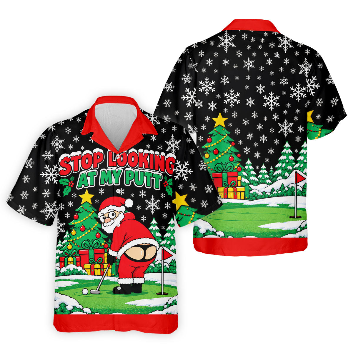 Stop Looking At My Putt Christmas Golf Shirt, Mens Golf Polo, Golf Shirts For Men