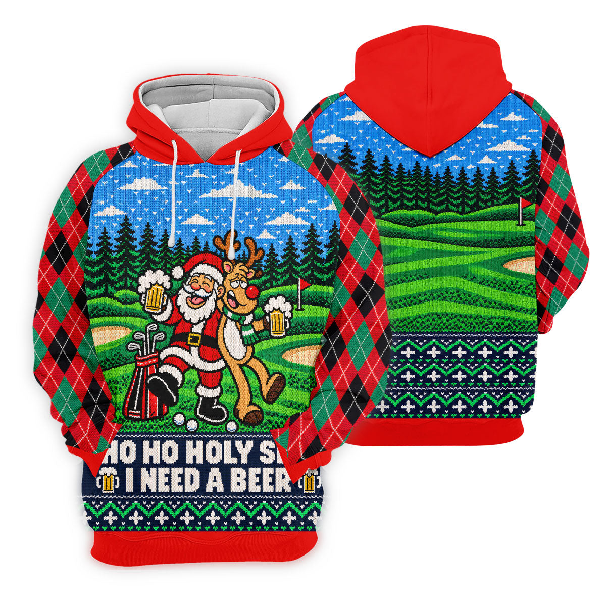 Santa Reindeer Beer Christmas Golf Shirt, Ladies Golf Shirts, Womens Golf Apparel
