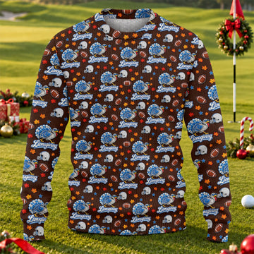 Ugly Christmas Sweater Lionsgiving Shirt, Thanksgiving Brown Football, Turkey Day