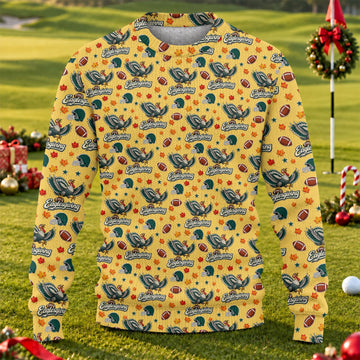 Ugly Christmas Sweater Eaglesgiving Shirt, Thanksgiving Yellow Football, Game Day