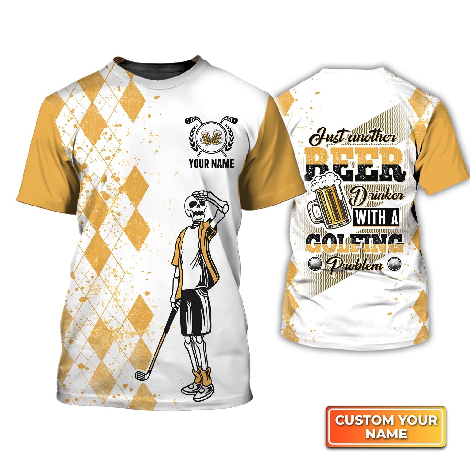 Just Another Beer, Drinker With A Golfing Problem - Personalized Name 3D Tshirt Gift For Golfer