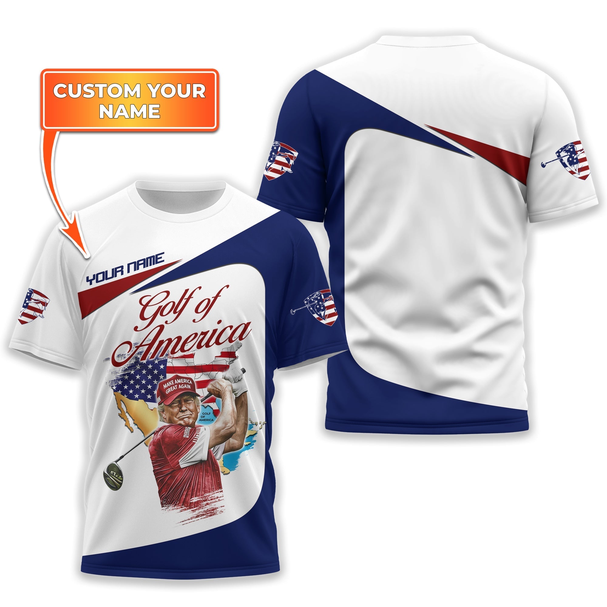 Trump Golf Of America Custom Men's Golf Polo ShirtGolfing Apparel, Gift For Golfers, US 250th Anniversary Golf Shirt