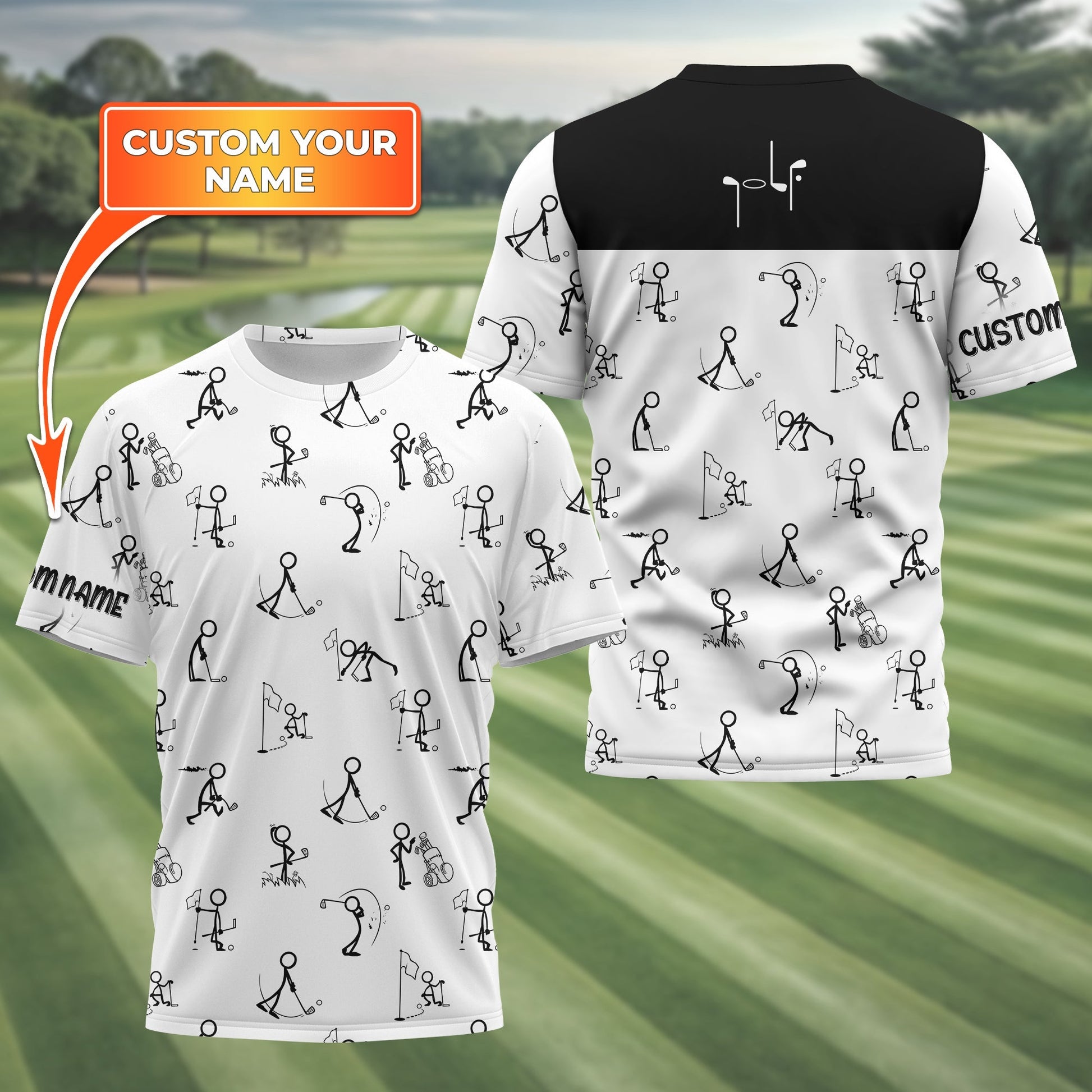 Funny Stick Figure Golf Polo ShirtGift For Golfers, Golf Gift For Men