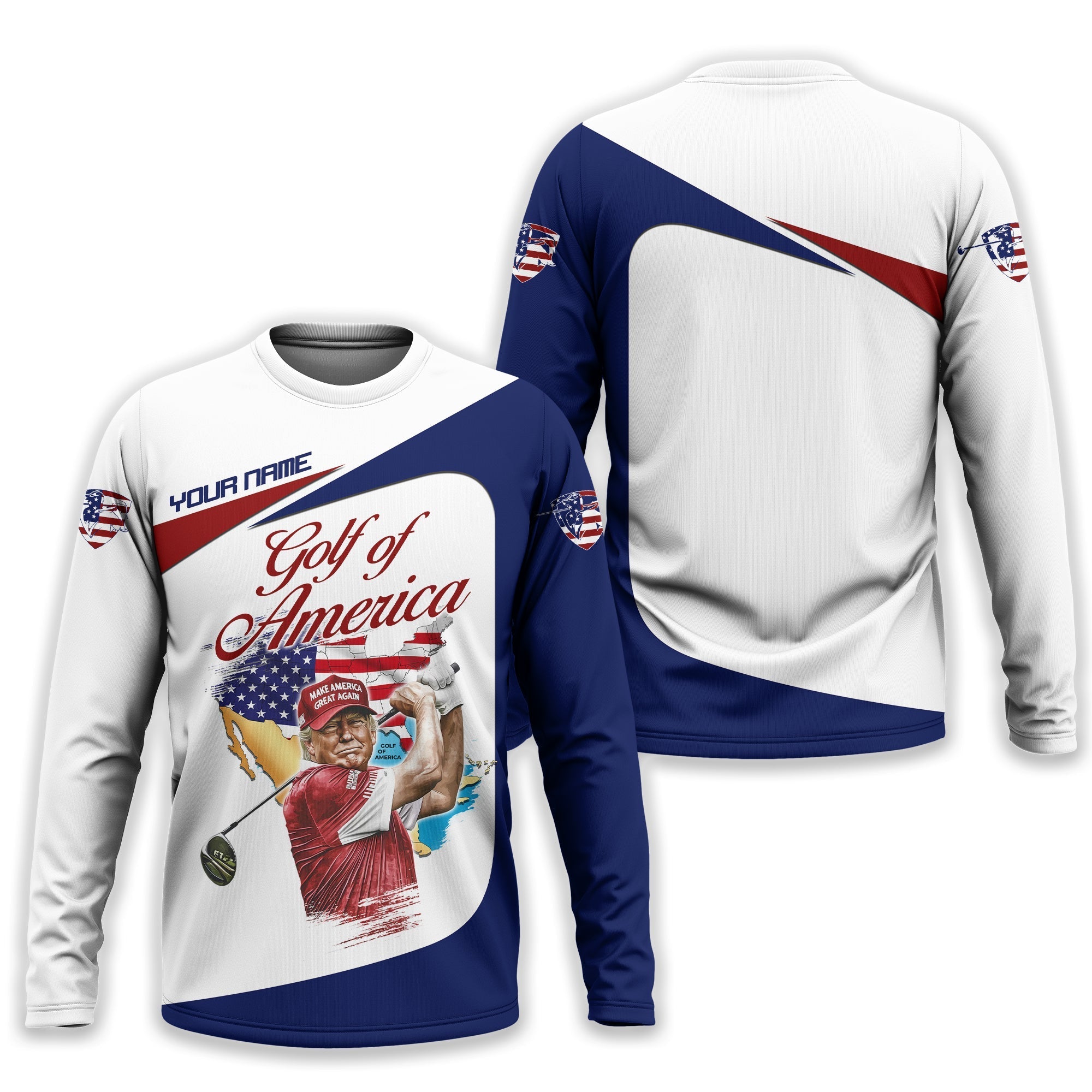 Trump Golf Of America Custom Men's Golf Polo ShirtGolfing Apparel, Gift For Golfers, US 250th Anniversary Golf Shirt