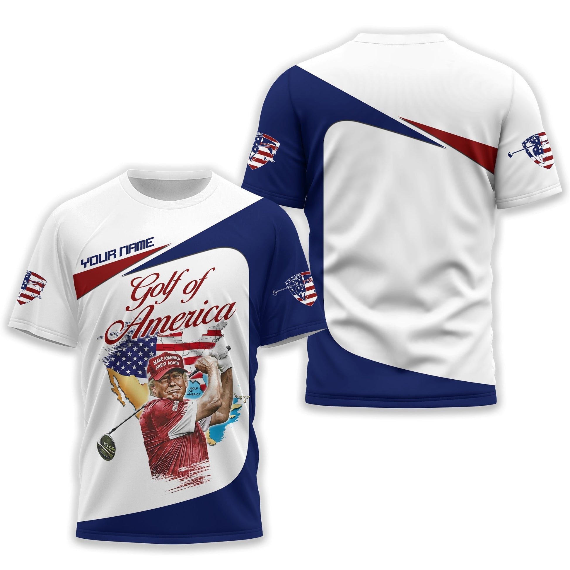 Trump Golf Of America Custom Men's Golf Polo ShirtGolfing Apparel, Gift For Golfers, US 250th Anniversary Golf Shirt