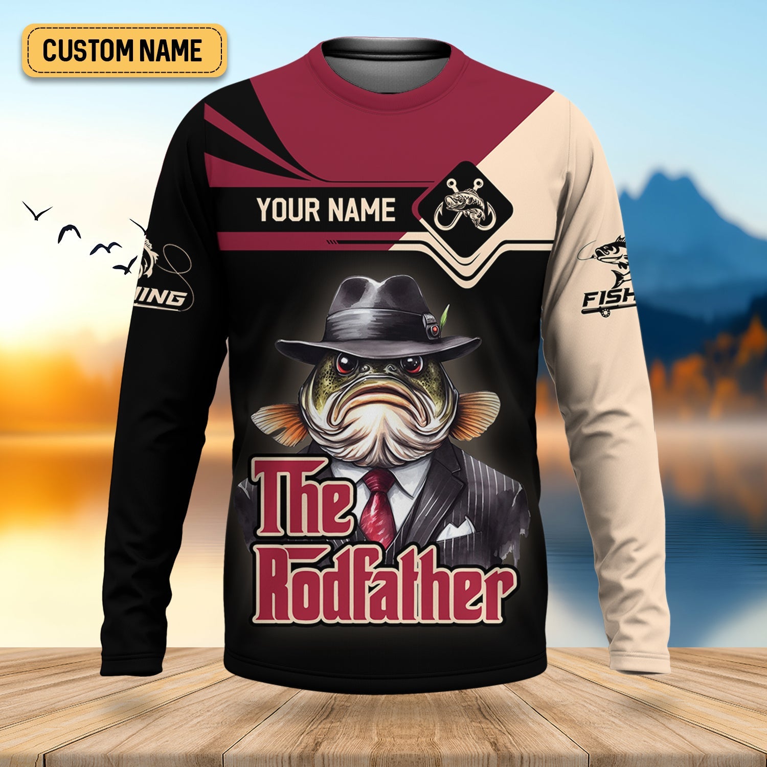 Personalized The Rodfather Graphic Fishing Shirt, Men's Sun Protection Performance