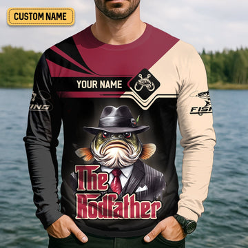 Personalized The Rodfather Graphic Fishing Shirt, Men's Sun Protection Performance