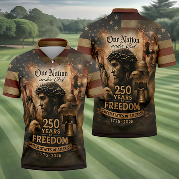 One Nation Under God America 250 Golf Polo Shirt, Hawaiian Golf Shirt, Golf Polo Shirts For Men