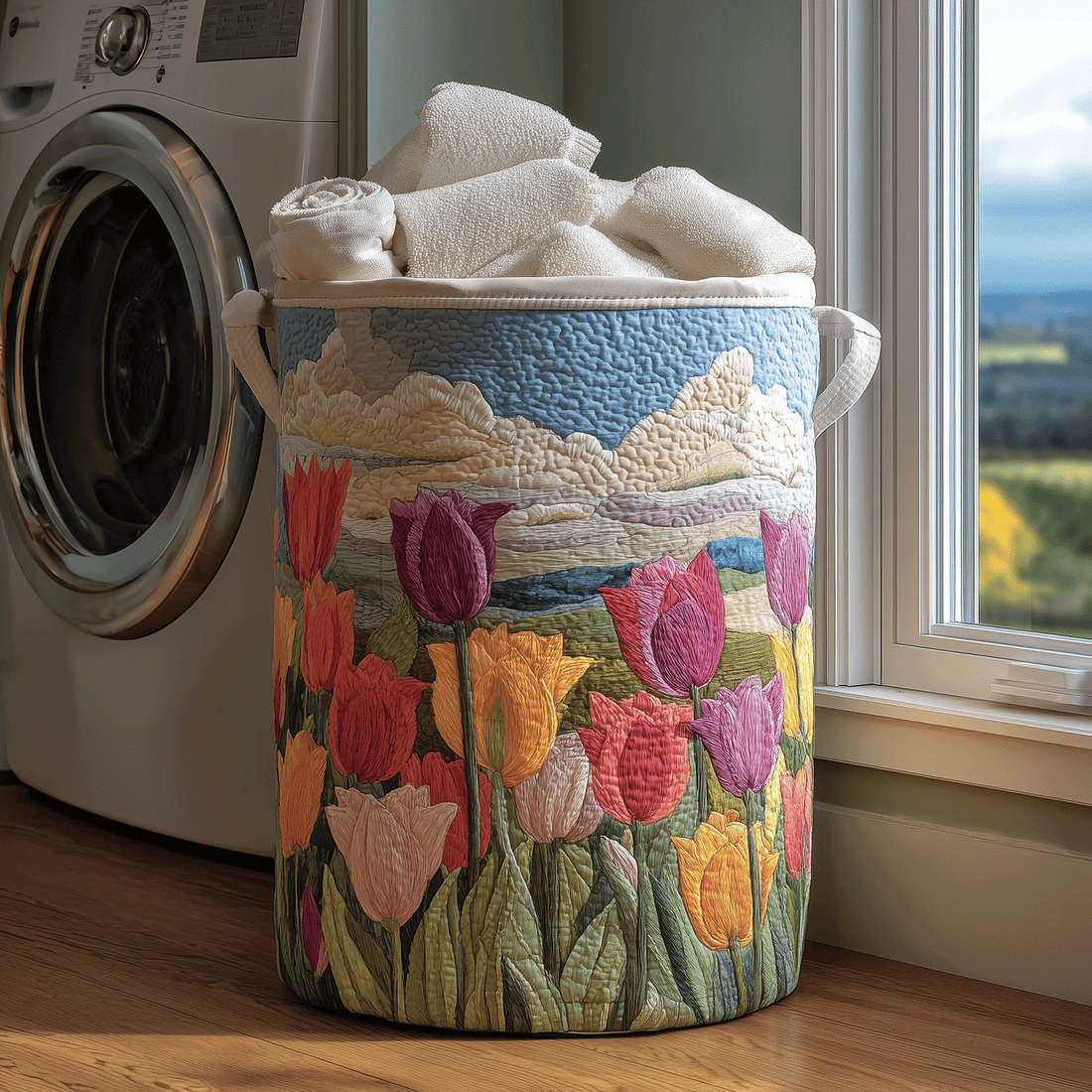 Tulip Field Laundry Basket Laundry Gifts, Housewarming Gift Ideas, Mother's Day Gifts