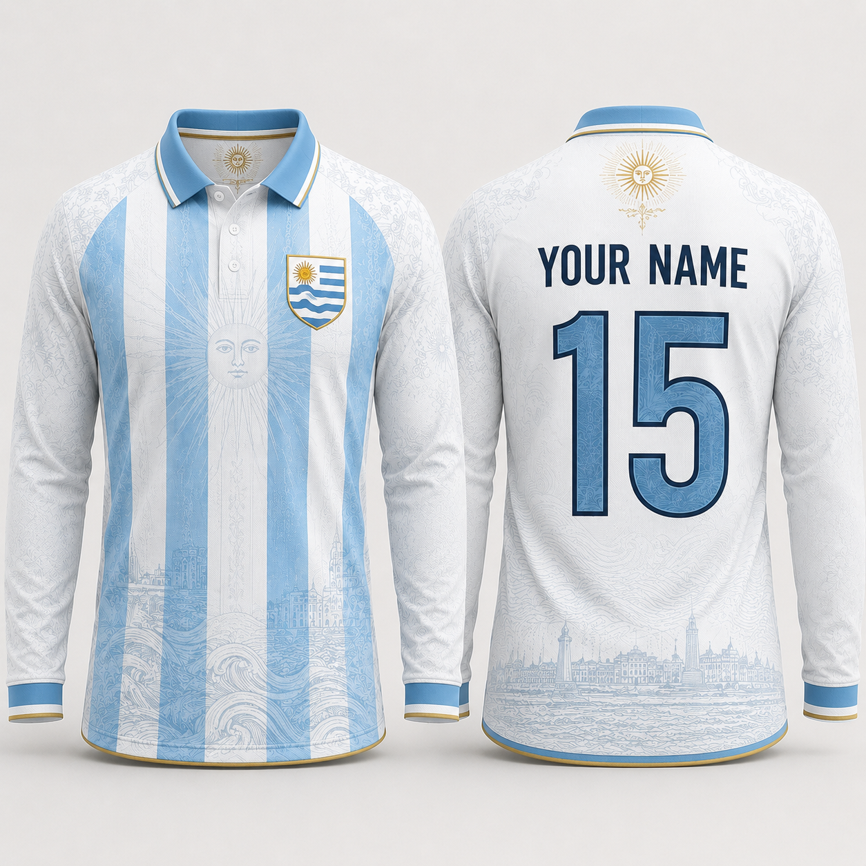 Uruguay Flag Sol de Mayo Fooball Shirt, V-Neck For Men Football Lover, Soccer Fan Father's Day Presents