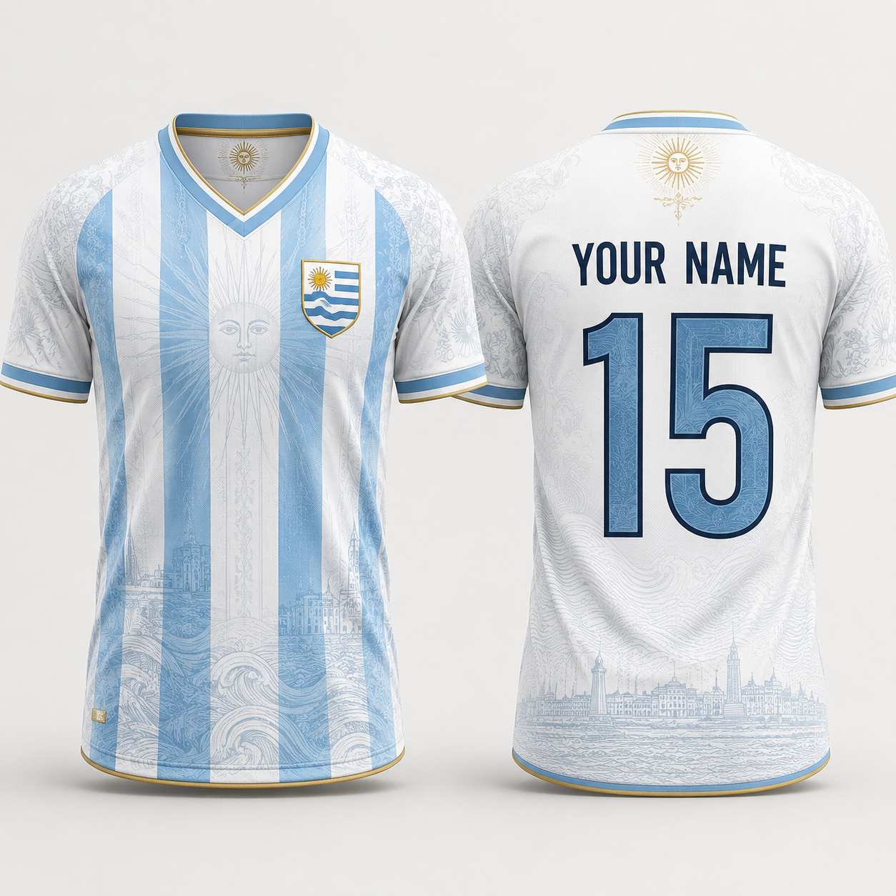 Uruguay Flag Sol de Mayo Fooball Shirt, V-Neck For Men Football Lover, Soccer Fan Football Gifts