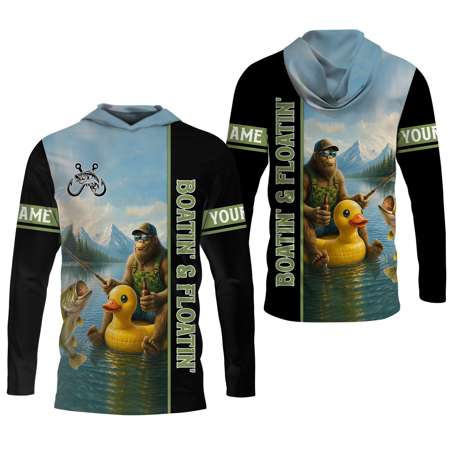 Boatin And Floatin, Bigfoot Fishing Shirt, Funny Fishing Shirt, SPF Shirt, Presents For Fishermen