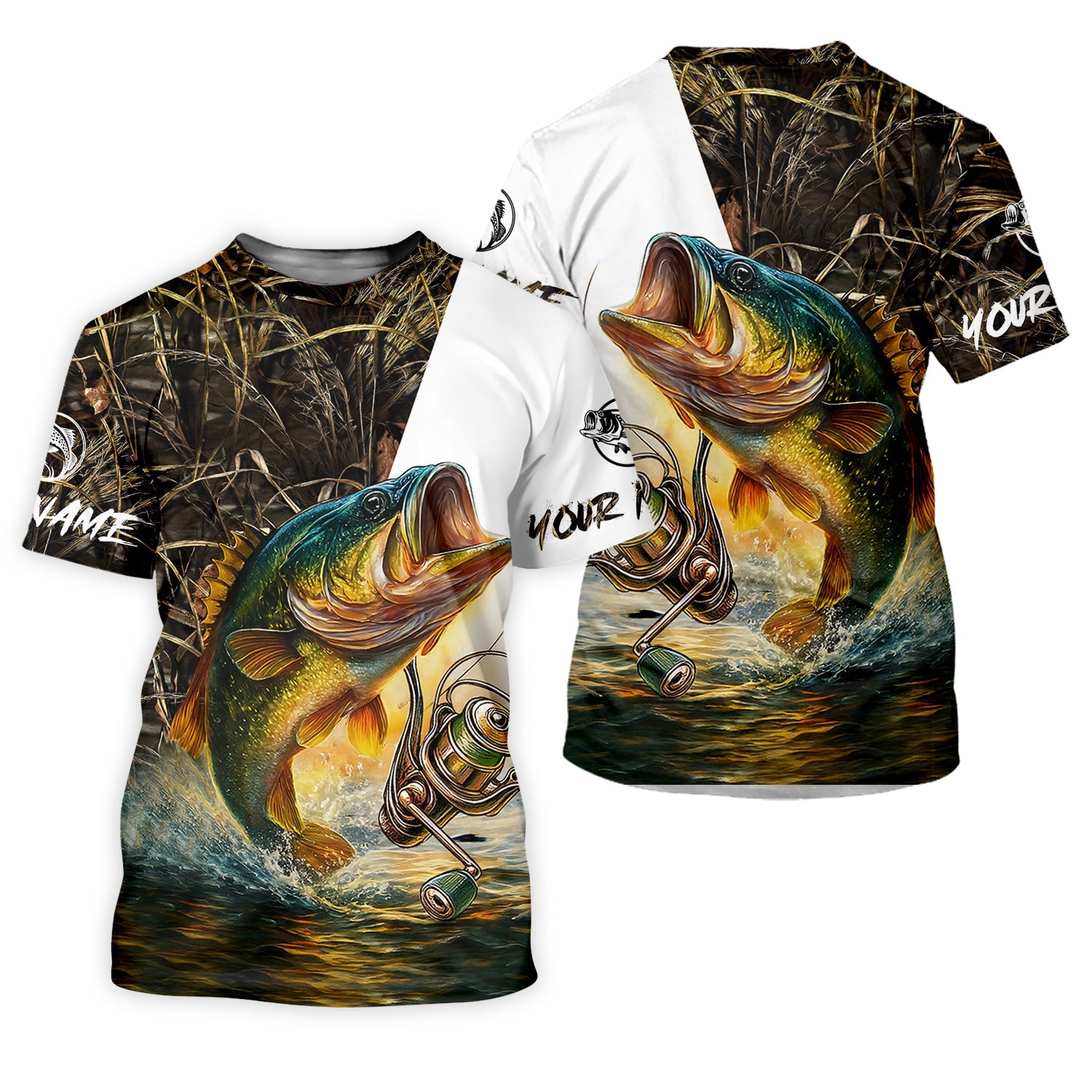 Camo Fishing Shirt, Fish Button Up Shirt, Fisherman Gift, UV Protection Clothing, Bass Fishing