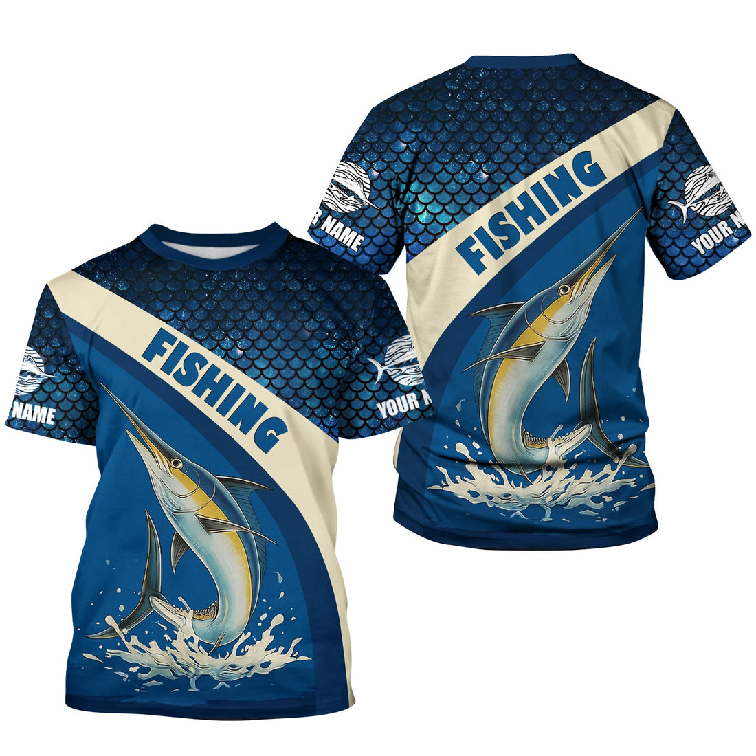 Swordfish Logo Hooded UPF Shirt, Fish Button Up Shirt, Fisherman Outfit, Presents For Fishermen
