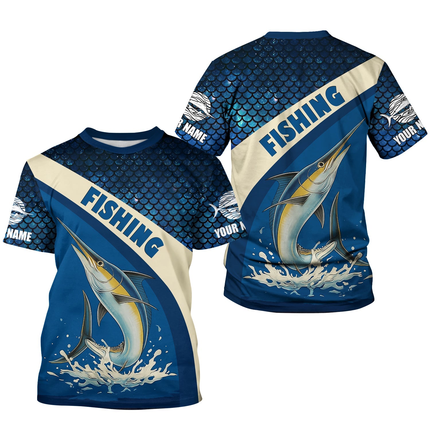Swordfish Logo Hooded UPF Shirt, Fish Button Up Shirt, Fisherman Outfit, Presents For Fishermen