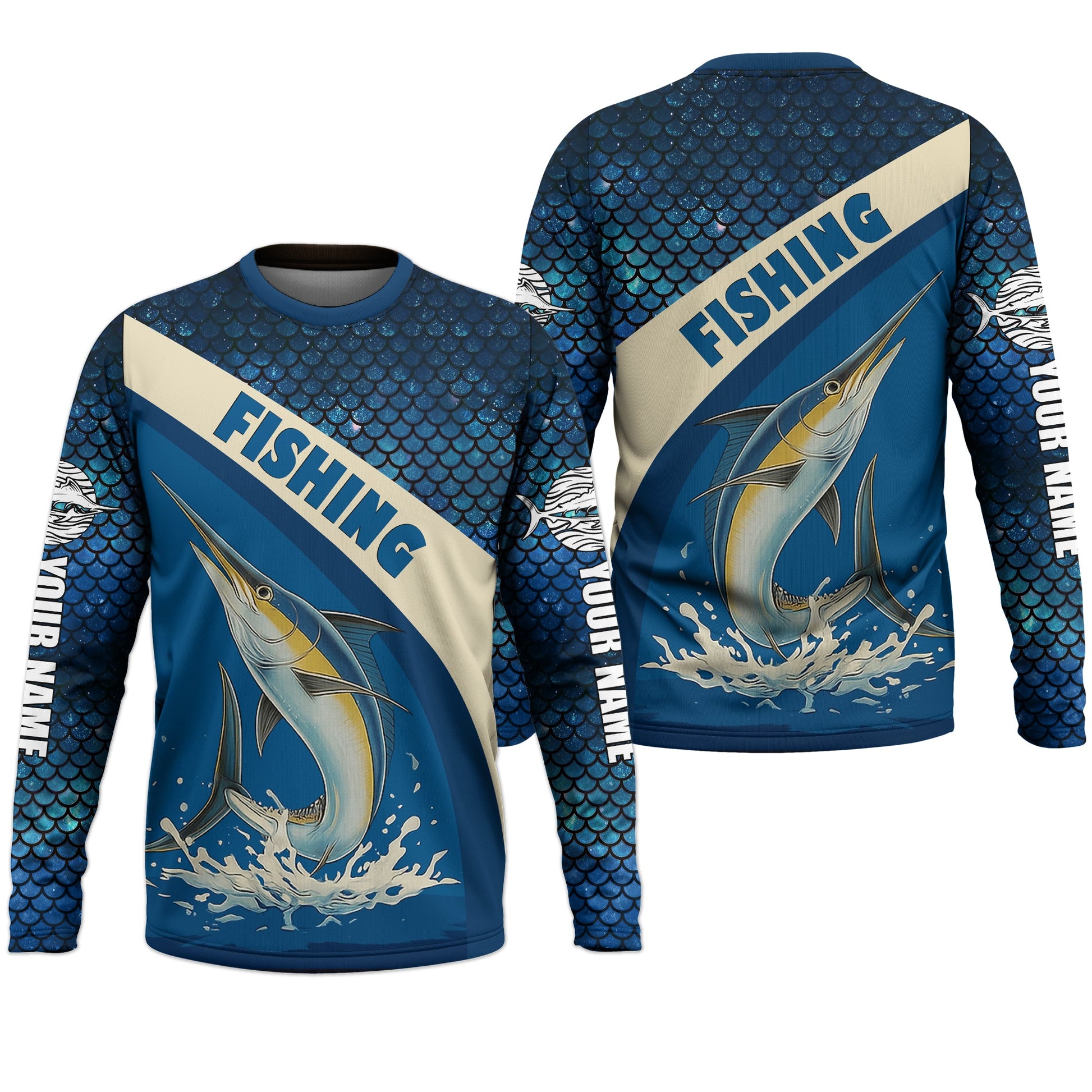 Swordfish Logo Hooded UPF Shirt, Fish Button Up Shirt, Fisherman Outfit, Presents For Fishermen
